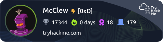 McClew’s TryHackMe Profile Badge