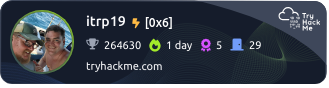 TryHackMe profile badge for itrp19