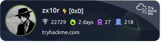 TryHackMe badge for zx10r